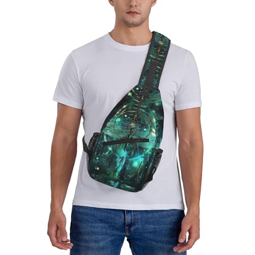 Dragonfly Dream Catcher Sling Backpack Chest Bag Crossbody Shoulder Bag Gym Cycling Travel Hiking Daypack For Men Women - color: Dragonfly Dream Catcher