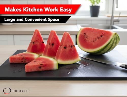 Black Plastic Cutting Board - 18 x 12 Inch Large, 1/2" Thick HDPP Poly for Restaurants and Commercial Kitchens, NSF Stamped - color: Black