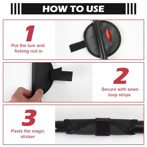 Fishing Lure Covers 8 Pack Fishing Lure Wraps Durable Fishing Hook Cover Bait Storage Protectors 6" Lure Shield Guard Protector to Keep Fishermen Safe for Rod (Black) - color: Black