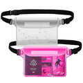 AiRunTech Waterproof Pouch with Waist Strap (2 Pack) | Beach Accessories Best Way to Keep Your Phone and Valuables Safe and Dry | Perfect for Boating Swimming Snorkeling Kayaking Beach Pool Water Park - color: Clear + Pink