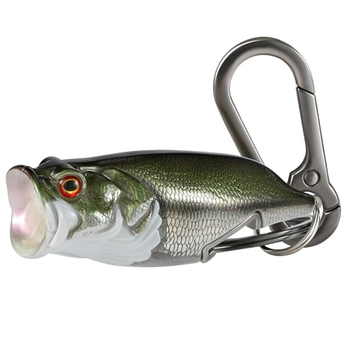 Bass Fishing Lure Keychain, Cool Bass Fish Key Chain Fishing Gifts for Men, Bass Keychains for Fishing Lovers - color: Army Green