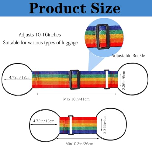 6PCS Multi Use Strong Adjustable Luggage Connector Straps, Add a Bag Easy to Travel Suitcase Elastic Strap Belt for Secure Stacking, Hands-Free Travel & Bag Attachment (Rainbow) - color: 6colorful