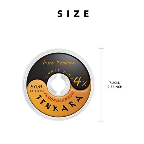 Fly Fishing Tenkara Fluorocarbon Tippet Lines, Freshwater Clear 4X 5X 6X, 50M - style: Tpfc-4x