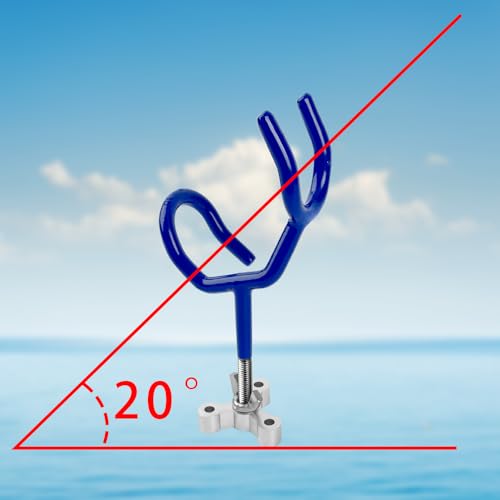 20 Degree Boat Fishing Rod Holder PVC Coated Steel Wire Pole Holders for Boats Anglers - color: Blue