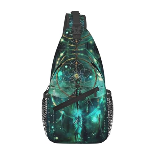 Dragonfly Dream Catcher Sling Backpack Chest Bag Crossbody Shoulder Bag Gym Cycling Travel Hiking Daypack For Men Women - color: Dragonfly Dream Catcher