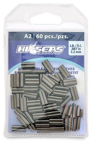 HI-SEAS Mini Double Barrel Copper Sleeves, 2.2 mm ID, 3.5 mm OD, 12.1 mm Length, Black, 60 pc - style: 2.2. Mm Id/60 Pc