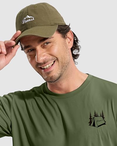 Pudolla Men's Fishing Swim Graphic Shirts Short Sleeve Sun Protection UV UPF 50+ SPF Tee Quick Dry Lightweight Water Tops - color: Army_green_tent, size: Small