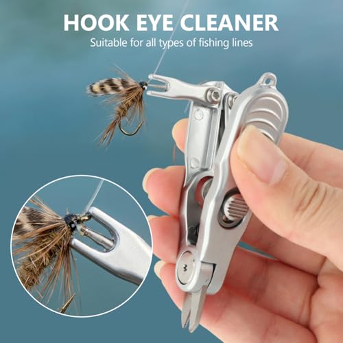 Fishing Line Cutter Tool, Fishing Scissors, Fly Tying Scissors, Multi-Function Folding Angler Accessory with Retractors and Knot Tying Tool, Stainless Steel Blades for Mono and Fluoro Lines