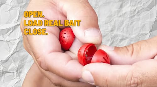 Karpela Bait Matrix Shell (Set of 4) – Protective Shell for Soft Bait & Liver – Turtle & Crawfish Resistant – Carp & Catfish Rig - color: Red, size: Small Hole