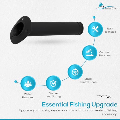 MARINE CITY Flush Mount Fishing Rod Holder 30 Degree Polypropylene, Durable, Lightweight, Easy Access for Fishing, Fits 2" Hole, Ideal for Kayaks, Boats and Yachts - color: Black, style: 1 Pcs