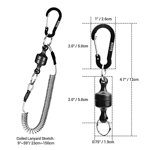 Booms Fishing MRC Magnetic Net Release for Fly Fishing, Magnetic Quick Release Keychain, Magnet Clip Release with Coiled Lanyard or Carabiners - style: 1pc Magnetic Release & Lanyard