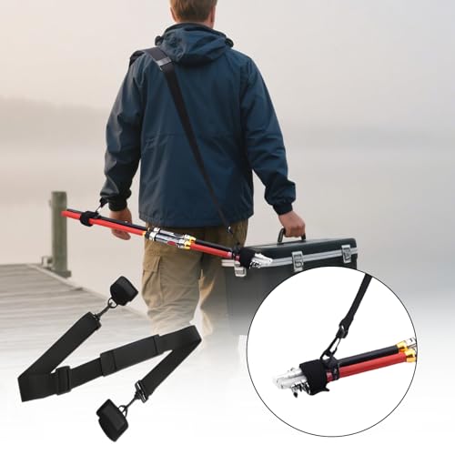 Fishing Rod Straps Holder Belt, Adjustable Sling Shoulder Fishing Poles Strap Holder, Carrier Strap Sling Shoulder Belt for Fly-Fishing, Casting Rod & Spinning Rod, Black