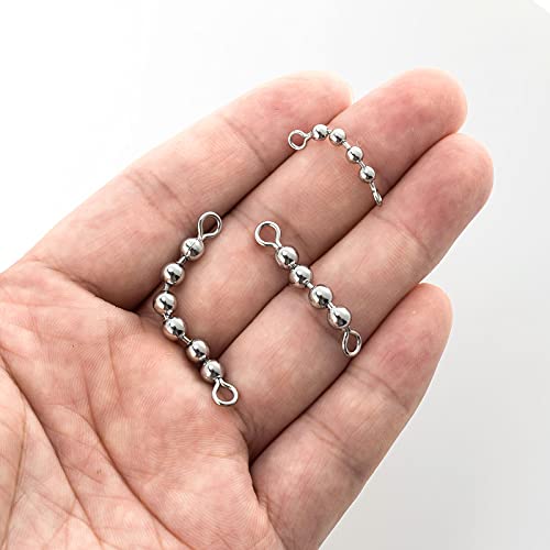 Dr.Fish 20 Pack Fishing Bead Chain Swivels Stainless Steel High Speed Trolling Swivels Fishing Tackle Rig Fishing Gear Freshwater Saltwater Salmon Walleye - size: 6 bead, 3/16"