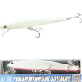 LUCKY CRAFT FlashMinnow 130MRS Saltwater Fishing Lures, Jerkbait for Halibut and Bass Fish, Slow Sinking 2-4ft, Surf Fishing Gear and Tackle Box Accessories - color: 711 Super Glow Cherry Berry