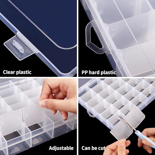 OUTUXED 36 Grids Clear Plastic Organizer Box with Adjustable Compartment Dividers Rock Collection Box for Bead, Nails, Jewelry, Art, DIY Crafts, Fishing Tackle, Small Items Organizers and Storage - color: 1 Pack