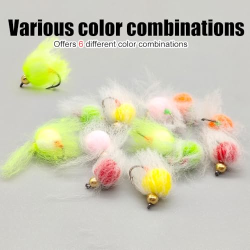 Fly Fishing Flies Kit,24 PCS Brass Beadhead Bug Egg Floating Fly Lure for Bass Trout Salmon Fishing Steelhead - color: Model B