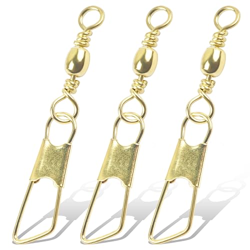 AGOOL Fishing Swivels Snaps, 60/120pcs Barrel Swivels with Nice Snaps Gold High Strength Solid Rings Line Lures Connector Fishing Tackle Accessories - size: #6_60pcs