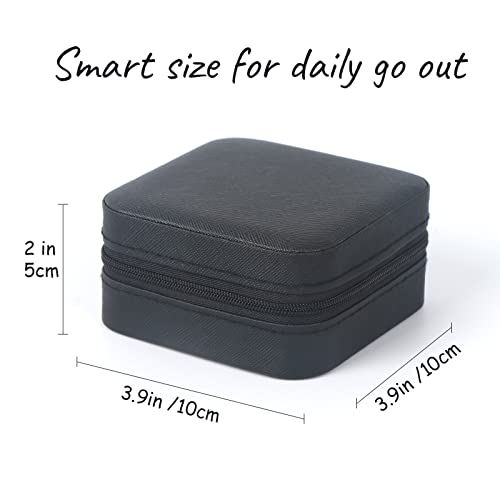MFXIP Travel Jewelry Case Small Jewelry Box Jewelry Organizer Storage Case Portable PU Leather Mini Jewelry Travel Case for Girls Womens Earring, Necklace, Rings,Bracelets - color: Black Pink Blue
