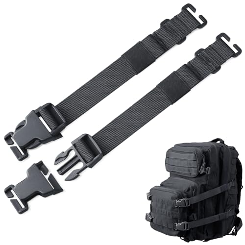 Molle Tactical Backpack Straps 24" Adjustable, Rush Tier System Molle Accessories for Military Assault Backpack Army Rucksack Attachment Nylon Compression Tie Down Strap for Tripod Gear, Sleeping Bag - color: Black 2Packs, style: Style A