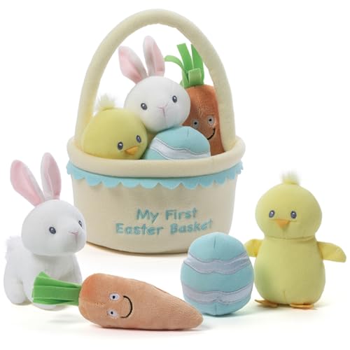 GUND Baby My First Easter Basket 5-Piece Plush Playset with Rattle, Squeaker & Crinkle Plush Toys, Sensory Toy for Babies & Newborns, 9” - style: My 1st Easter Basket