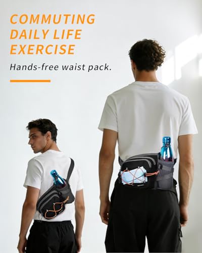 sportsnew Hydration Waist Pack with Water Bottle Holder, 2L Large Fanny Pack for Running Hiking Dog Walking, Water-Resistant Crossbody Waist Bag for Men Women, Patent Pending - style: Black