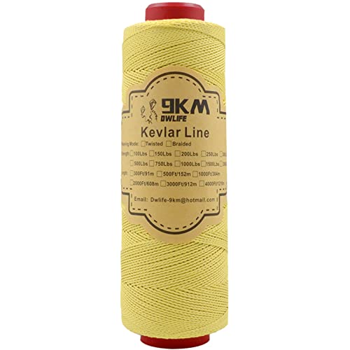 9KM DWLIFE Braided Kevlar Cord, 100lb~2000lb, High Tensile Strength, Abrasion, Flame Retardant, Kite String, Fishing Line, Model Rocket Shock, Tactical Survival Paracord - size: 100lb | 0.8mm(Dia.)x1000ft