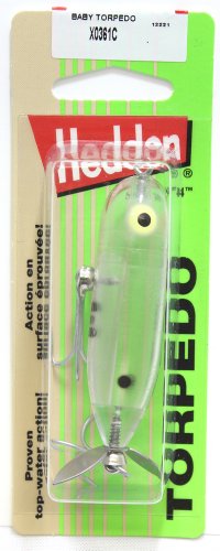 Heddon Torpedo Prop-Bait Topwater Fishing Lure with Spinner Action - color: Clear, size: 3/8 oz (2 1/2 Inch)