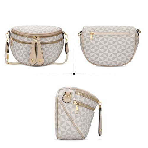 KKXIU Crossbody Sling Bag for Women Trendy Fanny Pack Vegan Leather Chest Bag | Trendy - color: 1-beige