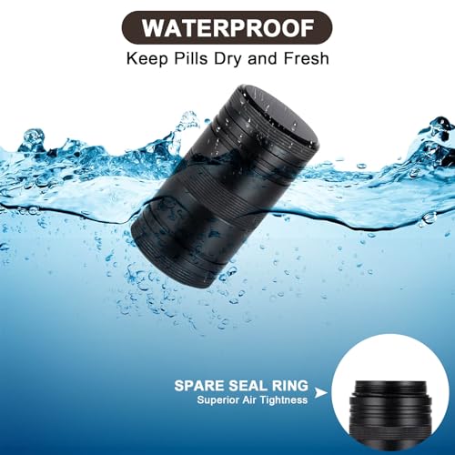Metal Pill Box 2 Times a Day - Portable Waterproof Small Pill Case (AM PM), Travel Daily Pill Container, Compact Pill Holder Medicine Organizer for Pills/Vitamin/Fish Oil/Supplements, Black - color: Black, size: Small-Medium