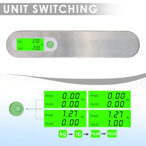 Digital Archery Bow Scale, 110lb Luggage Scale with Peak & Hold Mode, Portable Digital Scale with Backlit LCD, g/oz/kg/lb Conversion for Recurve & Compound Bow, Luggage Weighing