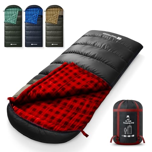 Cotton Flannel XXL Winter Sleeping Bags for Adults Big and Tall,Cold Weather 90x39 Inch Camping Sleep Bag,Waterproof Machine Washable 4 Season Outdoor Camping Gear,2-Way Zipper - color: Red, size: 7.05lb(30-40℉)