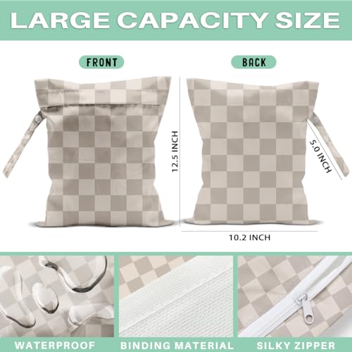 Grid Wet Dry Bags for Diaper Waterproof Swimsuit Washable Reusable Bag for Beach Diapers Dirty Yoga Gym Clothes Plant Gifts for Men Women Friend - color: Checkerboard1