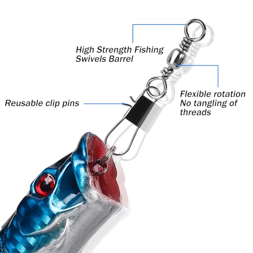 Barrel Swivel and B-Shaped Snap for Fishing Tackle Lines Connector High-Strength Stainless Steel Interlock Snap Swivels with Quick-Change Clips 100pcs FS/BZ-02（10#）