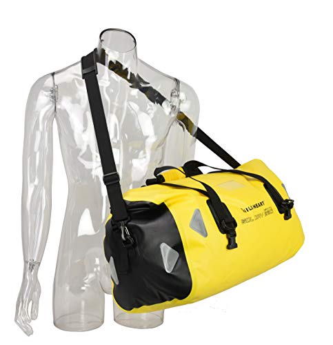 WILD HEART Waterproof Motorcycle Duffel Bag PVC500D Double-bottom With Rope Straps and Inner Pocket 40L 66L 100L for Kayaking, Camping, Boating,Motorcycle - color: 66L Yellow, size: 66L