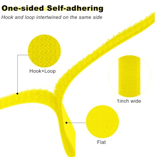 YMCRLUX 1"x16ft Hook and Loop Straps with 25 Metal Buckles, Adjustable Fastening Cable Straps, Cut-to-Length Cinch Strap, Reusable Nylon Securing Cord Ties for Organizer or Storage, 1 inch Wide,Yellow - size: 1in x 16ft Yellow