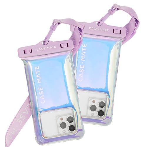 Case-Mate 2 Pack Soap Bubble IP68 Waterproof Phone Pouch - Iridescent | Touchscreen Floating Waterproof Phone Case with Crossbody Lanyard - Fits All Phones - Beach Cruise Ship Travel Essentials - color: Iridescent - 2 Pack