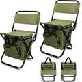 Jerify 2 Pcs Fishing Chair with Cooler Bag Multi-Function Foldable Compact Fishing Stool Hunting Chair Portable Backrest Stool with Folding Backpack for Finishing Camping Hunting Travel(Green) - color: Green