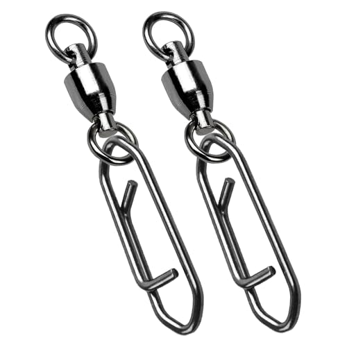 AMYSPORTS High Strength Snap Swivels Stainless Bearing Rolling Fishing Swivel Freshwater Snap Swivels Fishing Clip Steel Black Nickel - size: Size 7+XL (177lb) 50 pcs