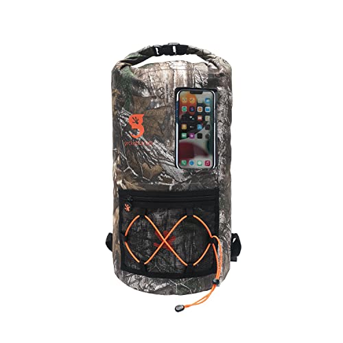 geckobrands Hydroner 20L Waterproof Dry Bag Backpack – Lightweight Roll-Top Bag with Clear Phone Pouch for Outdoor Activities - color: Realtree Edge Camo