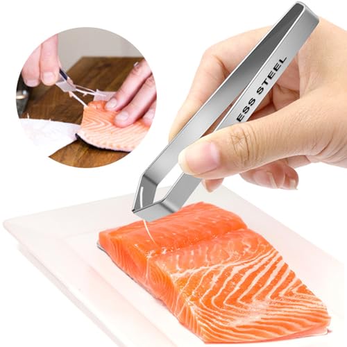 2 Pieces Fish Bone Tweezers,Salmon Bone Tweezers,Stainless Steel Fish Deboner Tool,Flat and Slant,Hair Removal Clip for Kitchen Cooking Food and Design Styling