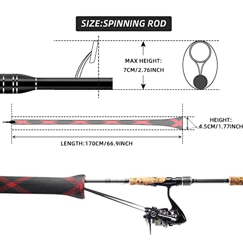 SF Fishing Rod Sock Fishing Rod Sleeve Rod Cover Braided Mesh Rod Protector Pole Gloves Fishing Tools for Spinning Fishing Rod,Casting Rod,Musky Rod, Ice Rod, Fly Rod, Spey Rod - color: Black-red-2pcs, size: Fit Casting Rod 6-1/2 FT to 7-1/2 FT