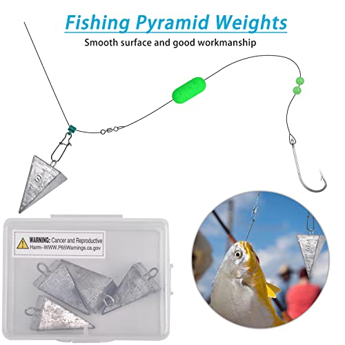 Pyramid Sinkers Fishing Weights Saltwater Pyramid Weights for Surf Fishing Gear Tackle 1oz 2oz 3oz 4oz 5oz 6oz 8oz - style: 6 Ounce, 4 Pack