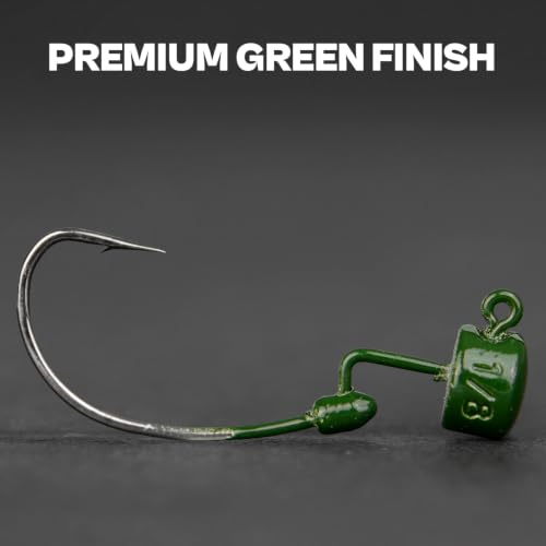 20Pack Weedless Ned Rig Jig Heads with Molded Bait Keeper System – Mushroom Head for Weedless Finesse Bass Fishing 1/16 1/8 3/16 1/4oz - color: Green Pumpkin, size: 1/4oz - 1/0 - 20Pack