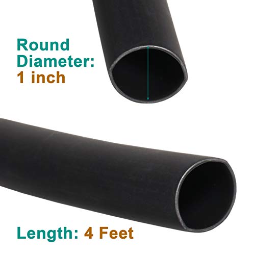 1 inch (Diameter) 3:1 Waterproof Heat Shrink Tubing Kit, Large Dual Wall Adhesive Shrinkable Wire Wrap Tube, Insulation Sealing Wear-Resistant Cable Protector by YUKSY (4ft, Black) - size: 1" (4ft, Black)