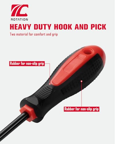 ROTATION 4-Piece Heavy-Duty Long Hook & Pick Set, Automotive Hose Removal Tools for Vehicle Radiator and Coolant Hose, Clamp, and More