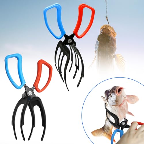 2Pcs Fish Gripper, Fishing Pliers Gripper Fish Grabber Tool Metal Fish Pliers Gripper Claw Upgrade 3 Claw Fish Gripper Anti-Slip 2 Claw Fish Grippers for Fishing, Control Clamp to Catch Fish (2 Style) - style: 2 Claw&3 Claw