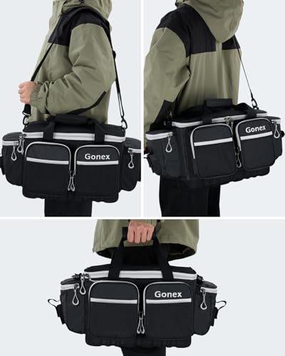 Gonex Fishing Tackle Bag, Water-Resistant Polyester Material Fishing Tackle Storage Bag with Padded Shoulder Strap and Non-Slip Base Suitable for 3600 3700 Tackle Box
