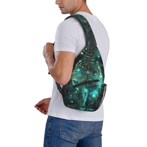 Dragonfly Dream Catcher Sling Backpack Chest Bag Crossbody Shoulder Bag Gym Cycling Travel Hiking Daypack For Men Women - color: Dragonfly Dream Catcher
