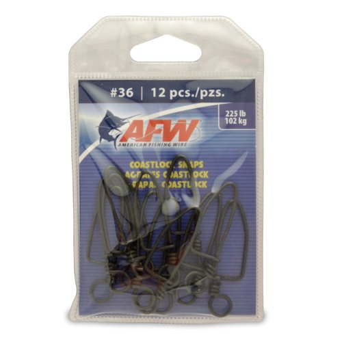 AFW Brass Coastlock Snap Swivels – Durable Fishing Gear with High-Strength Wire Snaps, Black Oxide Finish, Prevents Line Twisting & Kinking, Supports Up to 350 lb Test. - size: 12 Pieces, 225 Pound Test