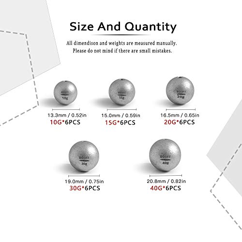 Lead Free Fishing Weights Sinkers 10g-200g Coated Egg Sinkers Weights Oval Shape Assorted Sizes Bag and Fishing Weights Assortment Box Non-Lead Fishing Weights Saltwater Freshwater - style: Assortment Kit-30pcs